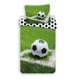 Jerry Fabrics Pościel bawełniana 140x200 Piłka nożna boisko Football zielona ball 4317 młodzieżowa piłkarska kibica