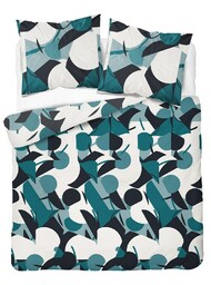 Detexpol Pościel satynowa 160x200 turkusowa ciemna geometria 4199 A Home Satin 08