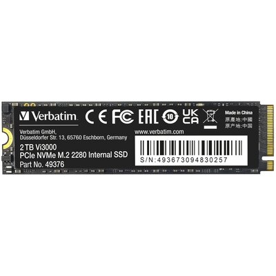 Dysk SSD wewnętrzny Verbatim wewnętrzny NVMe, 2000GB, GB, Vi3000 M.2, 49376, 3300 MB/s-R, 3000 MB/s-W