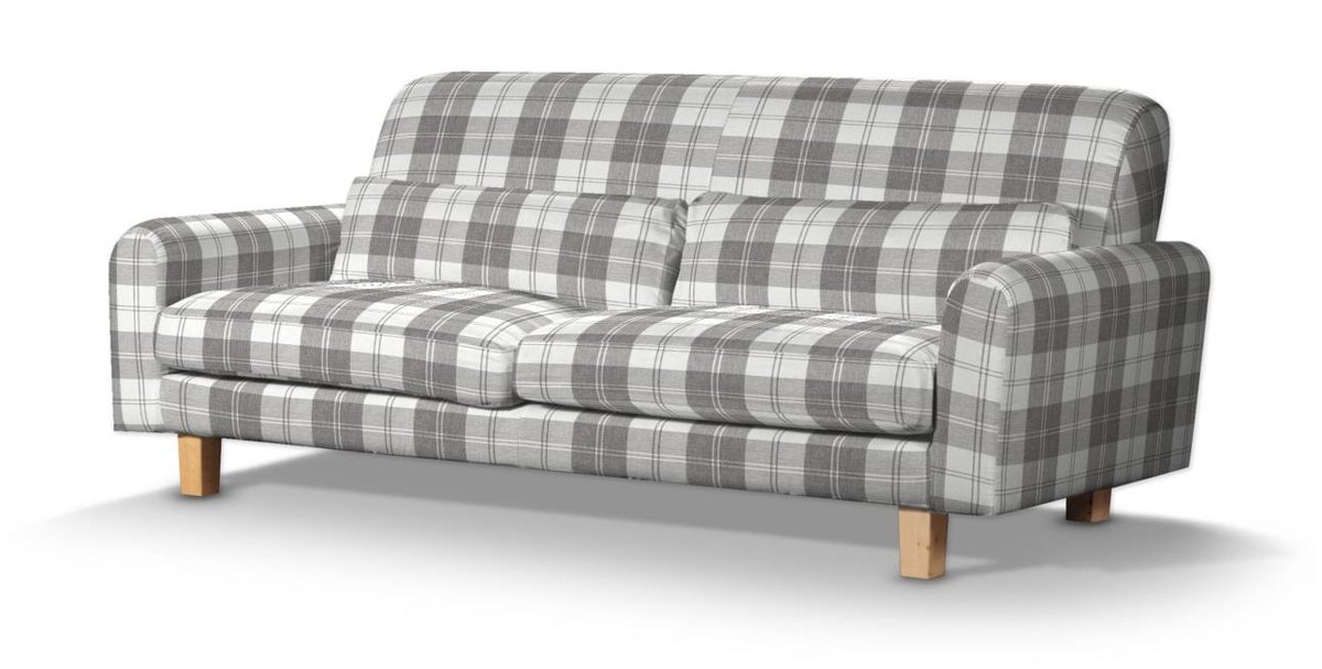 Pokrowiec na sofę Nikkala krótki, krata szaro-biała, sofa nikkala, Edinburgh