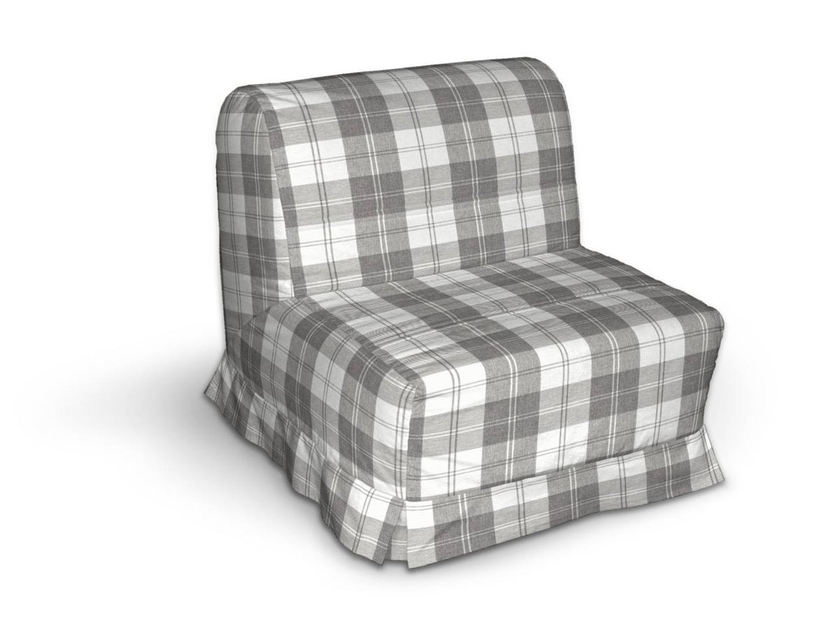 Pokrowiec na fotel Lycksele z kontrafałdami, krata szaro-biała, sofa Lycksele 1os., Edinburgh