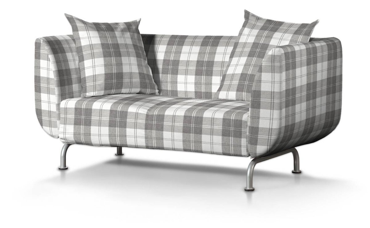 Pokrowiec na sofę Strömstad 2-osobową, krata szaro-biała, Sofa Stromstad 2-osobowa, Edinburgh