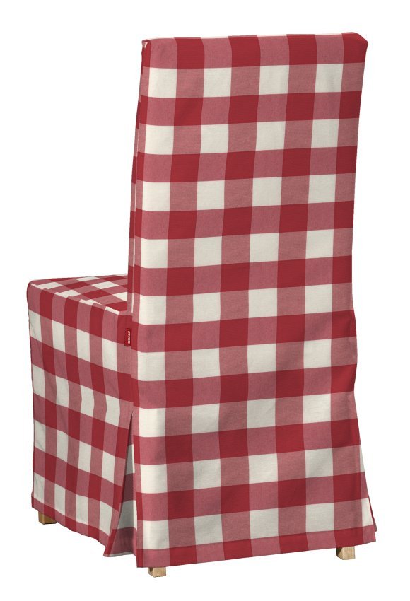 Pokrowiec na krzesło Henriksdal długi, czerwono biała krata (5,5x5,5cm), krzesło Henriksdal, Quadro