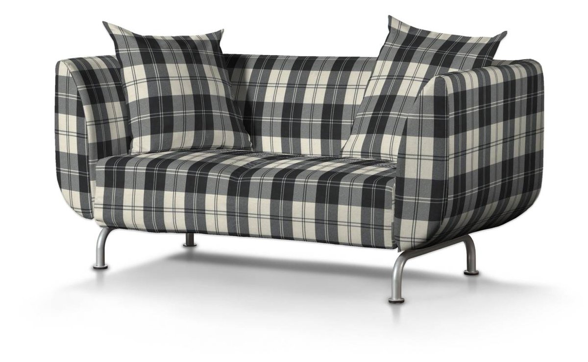 Pokrowiec na sofę Strömstad 2-osobową, krata czarno-biała, Sofa Stromstad 2-osobowa, Edinburgh