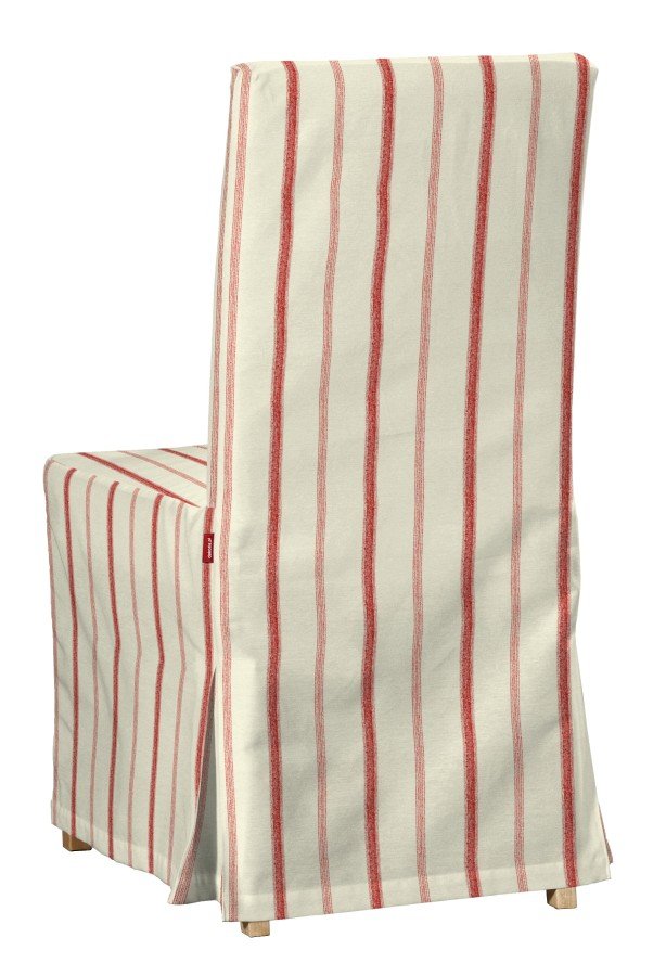 Pokrowiec na krzesło Henriksdal długi, ecru tło, czerwone paski, krzesło Henriksdal, Avinon