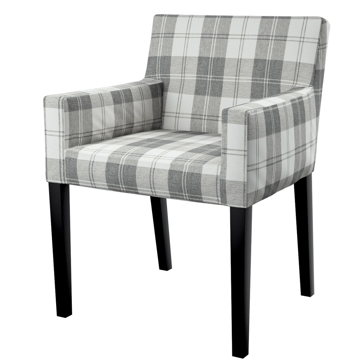 Pokrowiec na krzesło Nils, krata szaro-biała, krzesło Nils, Edinburgh