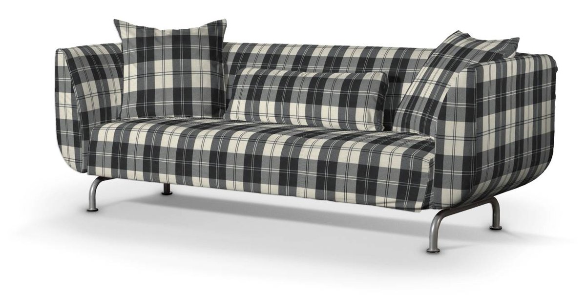 Pokrowiec na sofę Strömstad 3-osobową, krata czarno-biała, Sofa Stromstad 3-osobowa, Edinburgh