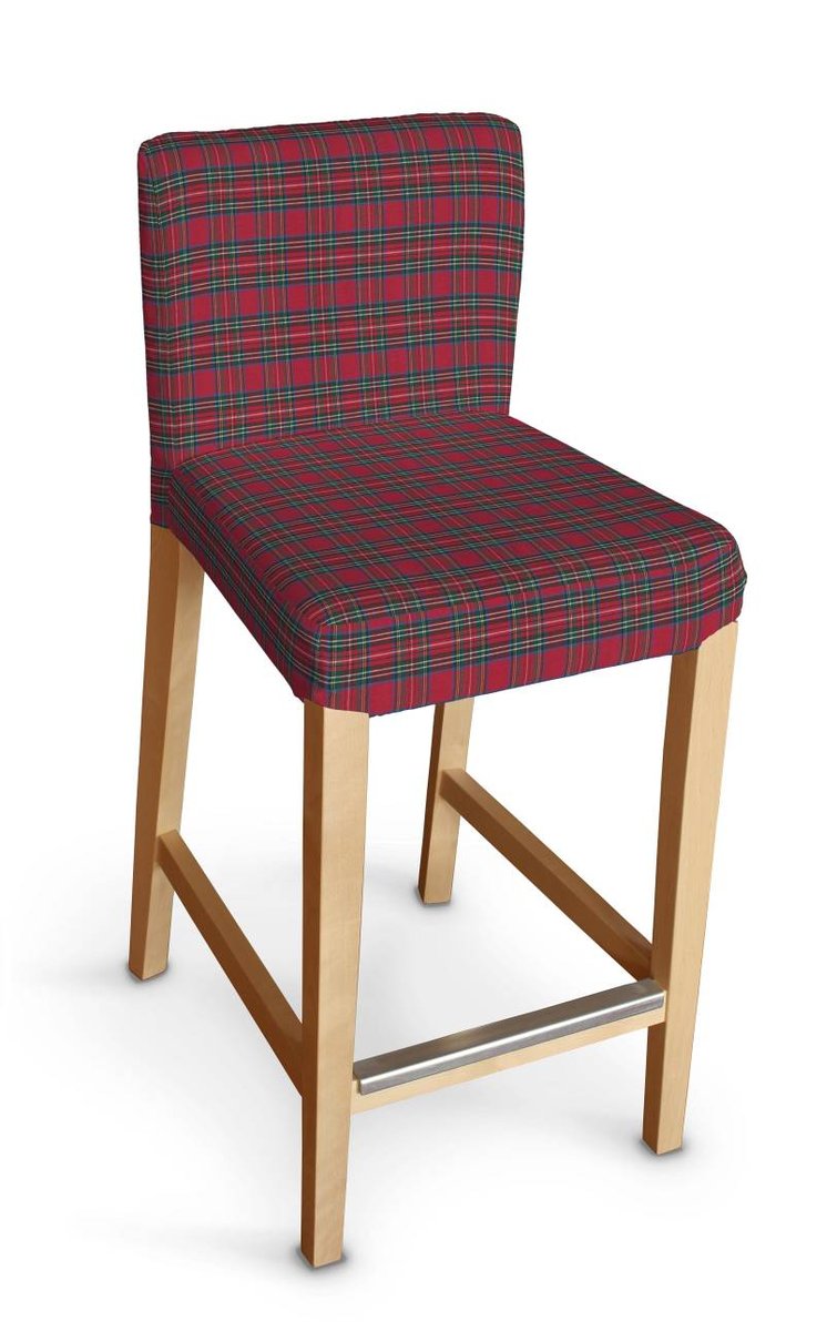 Pokrowiec na krzesło barowe Henriksdal krótki, czerwona kratka, krzesło barowe Henriksdal, Quadro