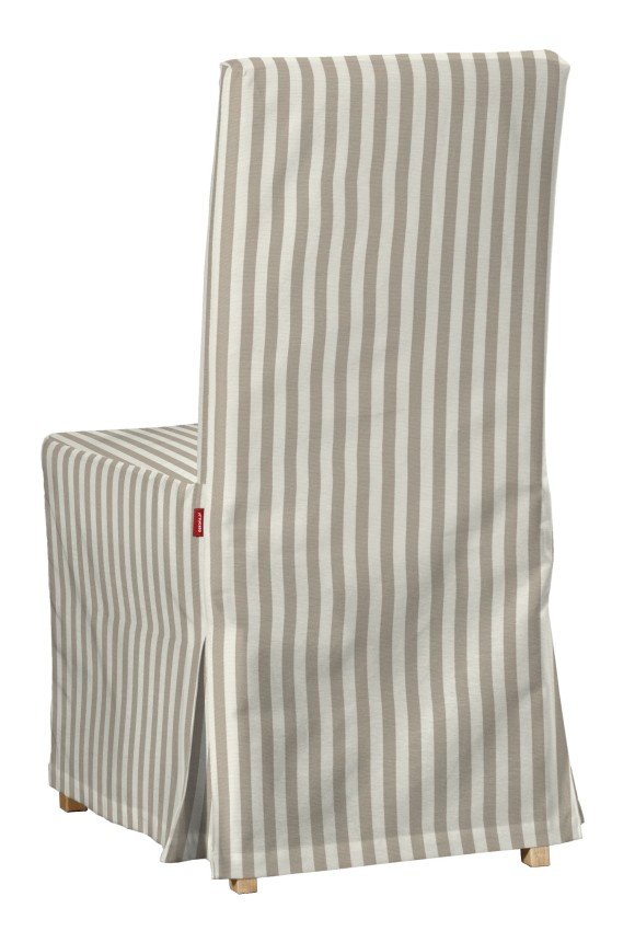 Pokrowiec na krzesło Henriksdal długi, beżowo białe pasy (1,5cm), krzesło Henriksdal, Quadro