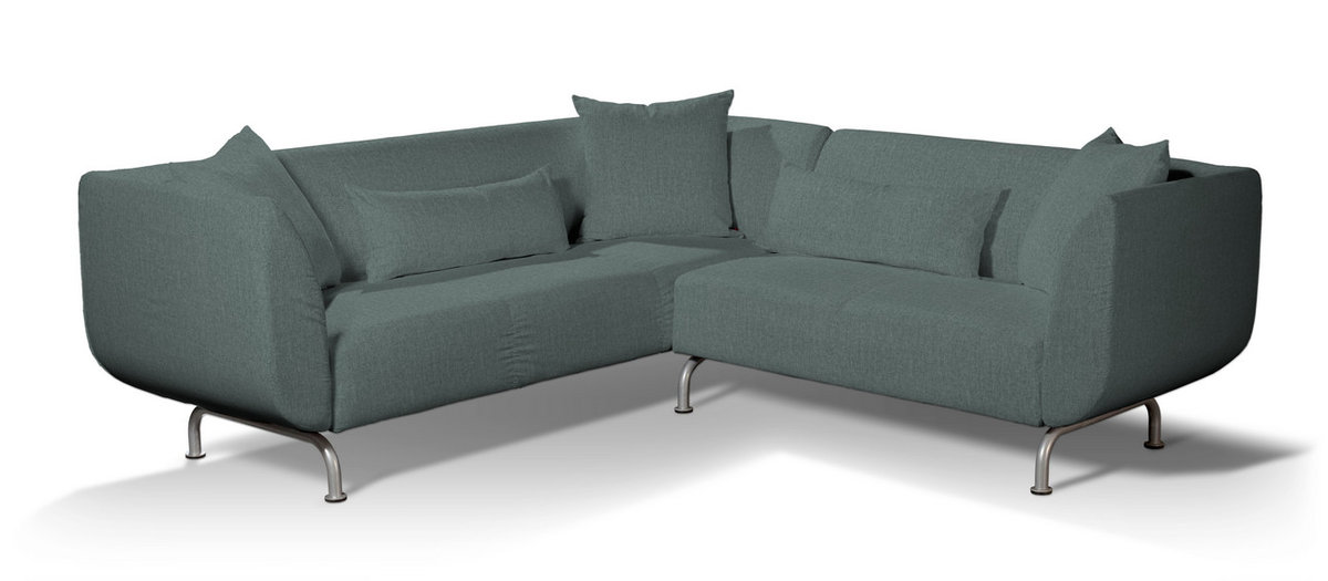 Pokrowiec na sofę narożną 3+2 Strömstad, szary błękit szenil, Sofa narożna 3+2 Stromstad, City