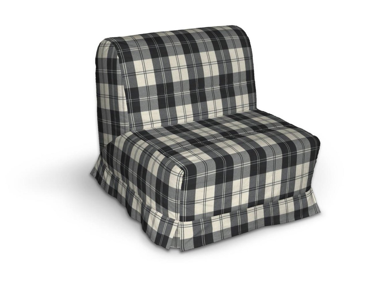 Pokrowiec na fotel Lycksele z kontrafałdami, krata czarno-biała, sofa Lycksele 1os., Edinburgh