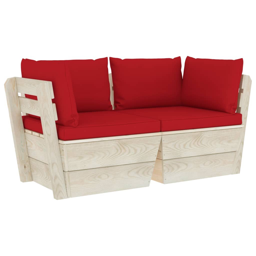 Sofa ogrodowa 2-osobowa z paletami, czerwona, 60x6