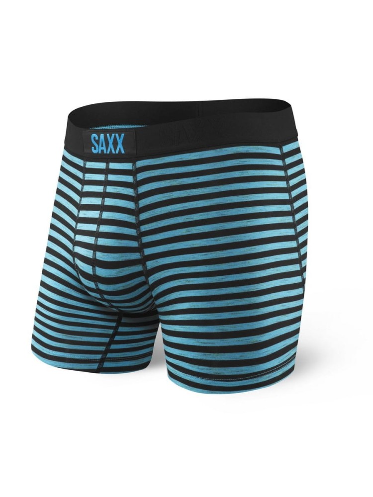 Bokserki Męskie SAXX Vibe Boxer Modern Fit Black Space Hiker Stripe Czarno-Niebieskie