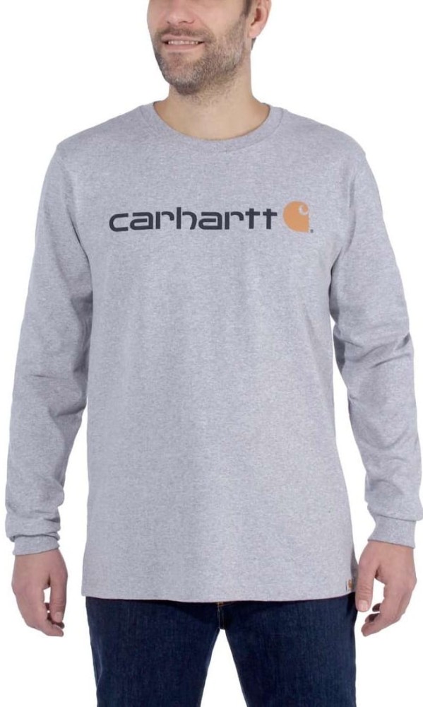 Koszulka męska z długim rękawem Carhartt Relaxed Fit Heavyweight Long-Sleeve Logo Graphic Heather Grey