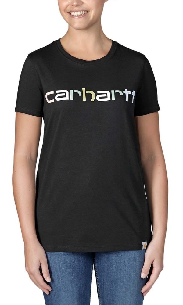 Koszulka damska bawełniana Carhartt Lightweight Multi Color Logo N04 czarny