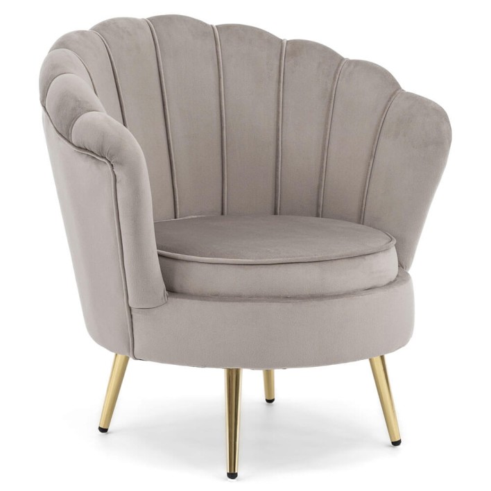 Fotel muszelka ELIF Glamour | Welur | Ciemny beż #7 | Nogi złote