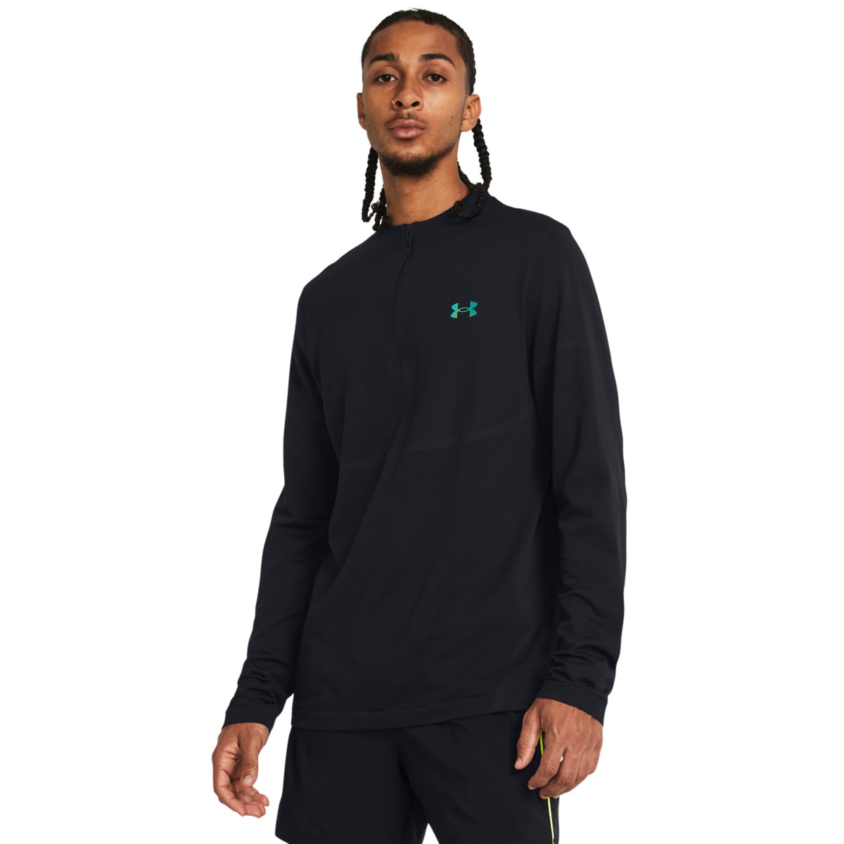 Męski longsleeve treningowy Under Armour UA Rush Seamless 1/4 Zip - zielony - UNDER ARMOUR