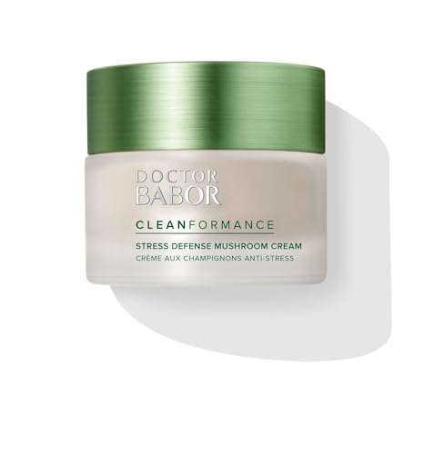 DOCTOR BABOR CLEANFORMANCE Stress Defense Mushroom Cream z ekstraktami z Reishi, Chaga, grzybów shiitake i korzenia żeń-szenia, krem do twarzy, szyi i dekoltu, 50 ml