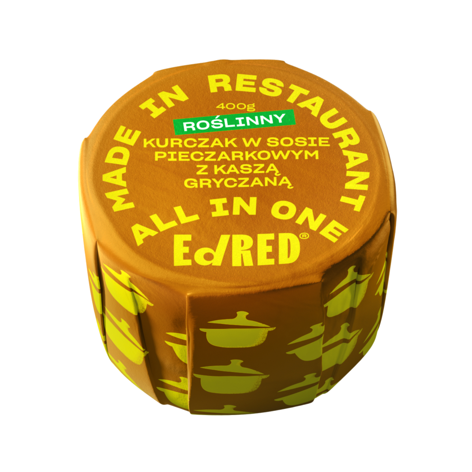 Rzemieślnicza konserwa w puszce Ed RED All in On Roślinny kurczak w sosie pieczarkowym z kaszą gryczaną 400 g - ONE SIZE