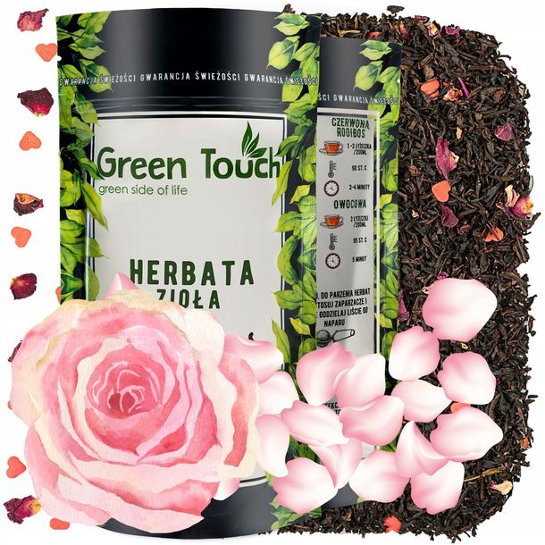 ﻿Herbata czarna liściasta Różana z serduszkami 50g