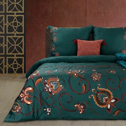 Eurofirany Pościel satynowa 160x200 Morocco 3 zielona butelkowa ornamenty w pudełku Terra Collection