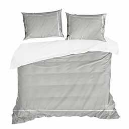 Eurofirany Pościel satynowa 220x200 Eva szara biała taśma welwetowa 9C Eva Minge