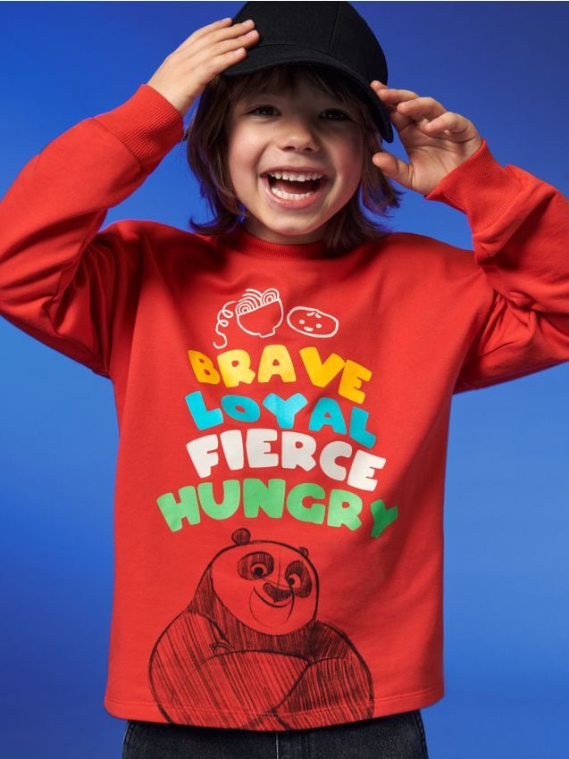 Sinsay - Bluza Kung Fu Panda - koralowy