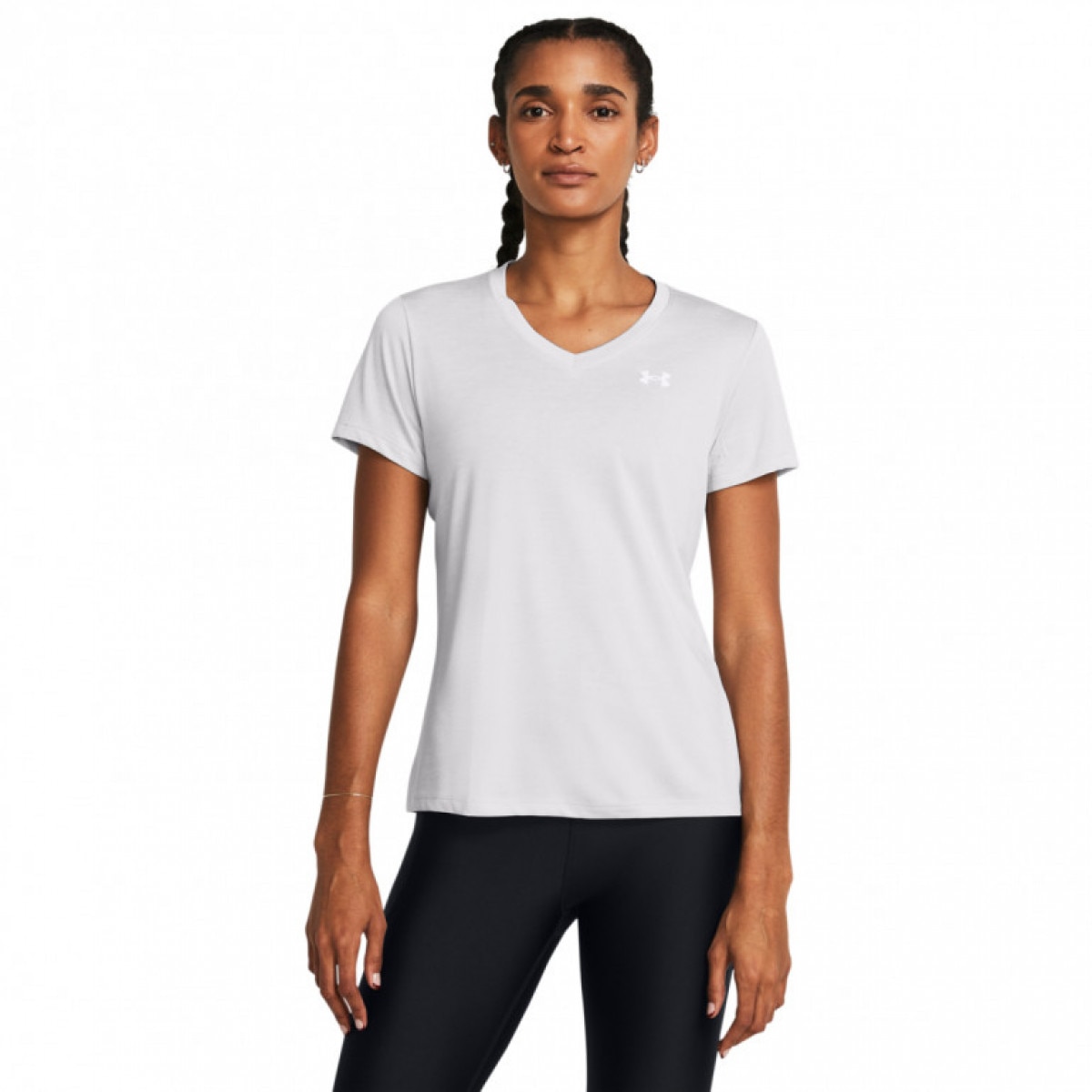 Damska koszulka treningowa Under Armour Tech SSV- Twist - szara - UNDER ARMOUR