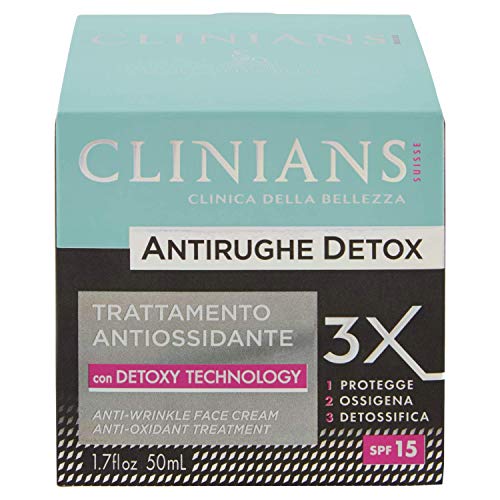 Clinians Krem do twarzy przeciwzmarszczkowy Detox, przeciwutleniacz, SPF15, 50ml