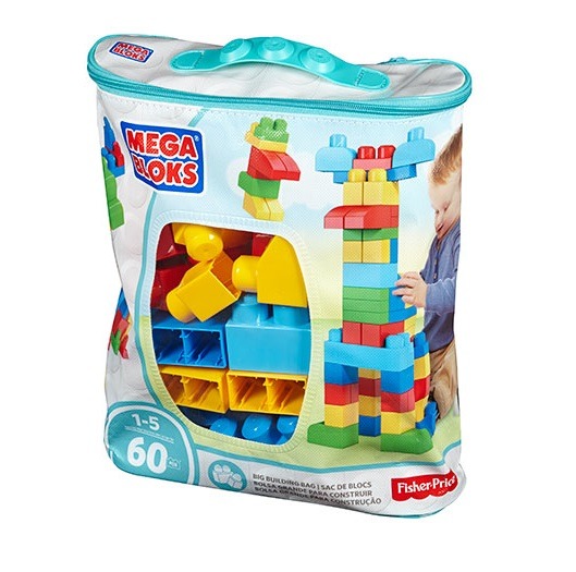 Mega Bloks, Torba niebieska, klocki, 60 elementów