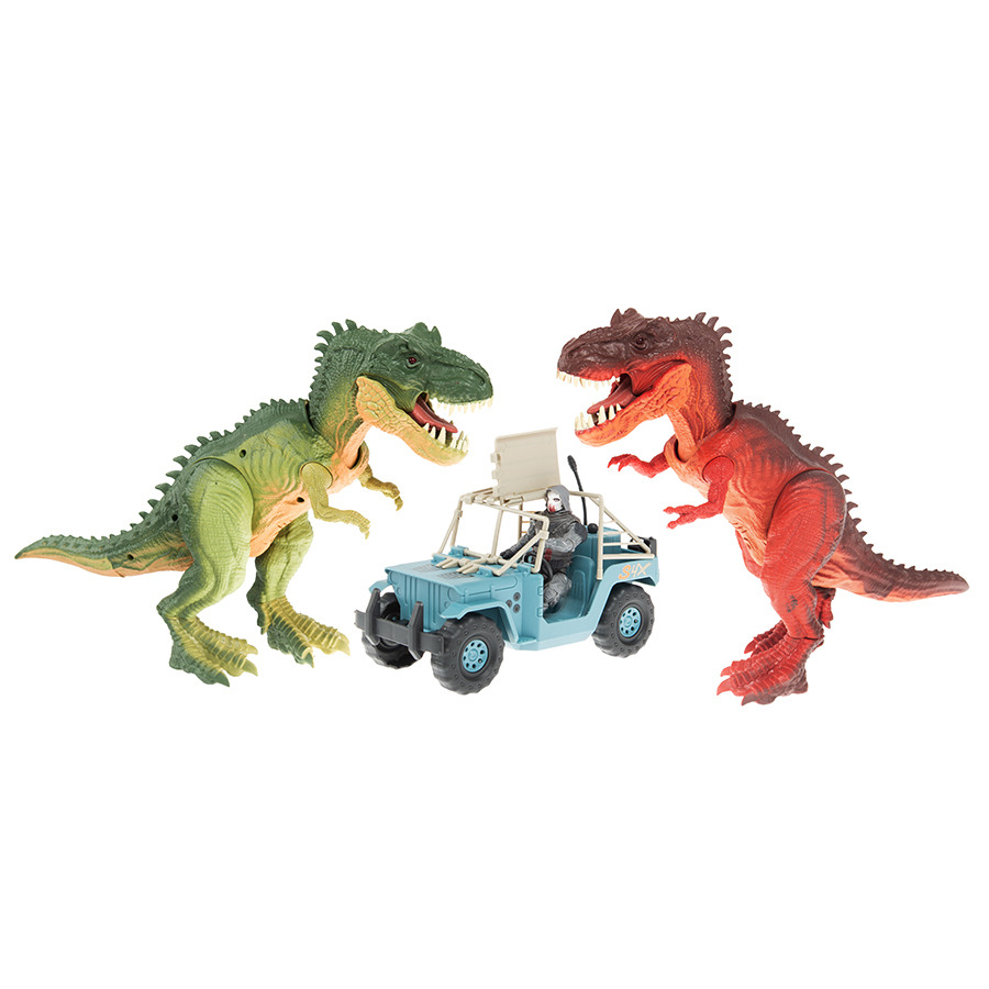 Фото - Фігурки / трансформери T-Rex Lanard,  Face Off, Walka dinozaurów, zestaw figurek z pojazdem 
