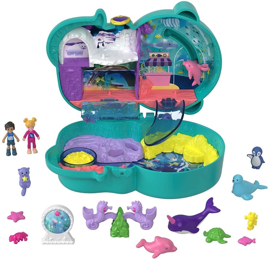 Zdjęcia - Lalka Mattel Polly Pocket, Oceanarium wyderki, kompaktowy zestaw z laleczkami i akcesor 