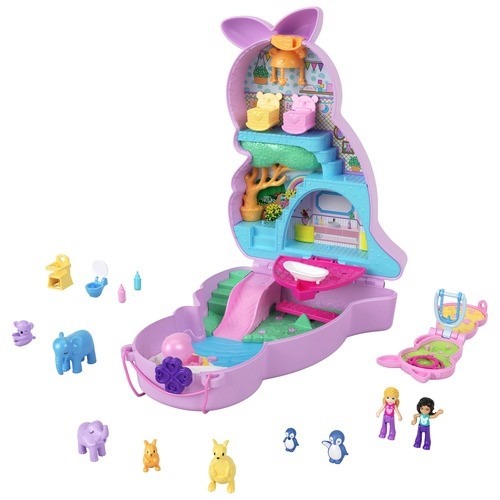 Zdjęcia - Lalka Mattel Polly Pocket, kompaktowa torebka Kangurek, zestaw z laleczkami i akcesoria 