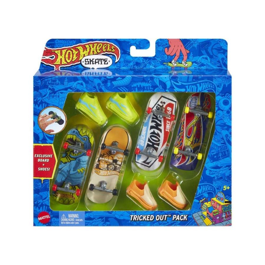 Zdjęcia - Figurka / zabawka transformująca Mattel Hot Wheels, Skate, deskorolka + buty 4-pak, zestaw, HNG72 