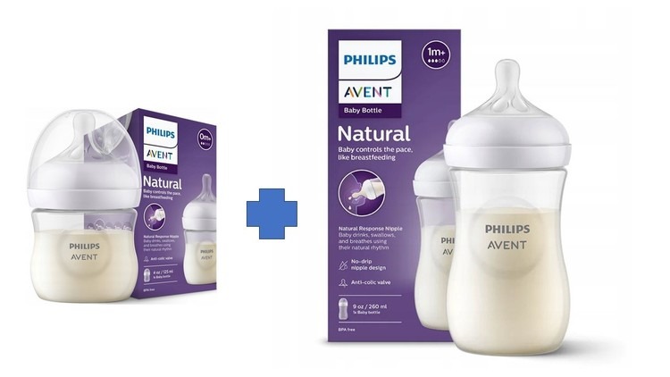 Avent Philips , Responsywne Butelki Natural, 260 ml + 125 ml