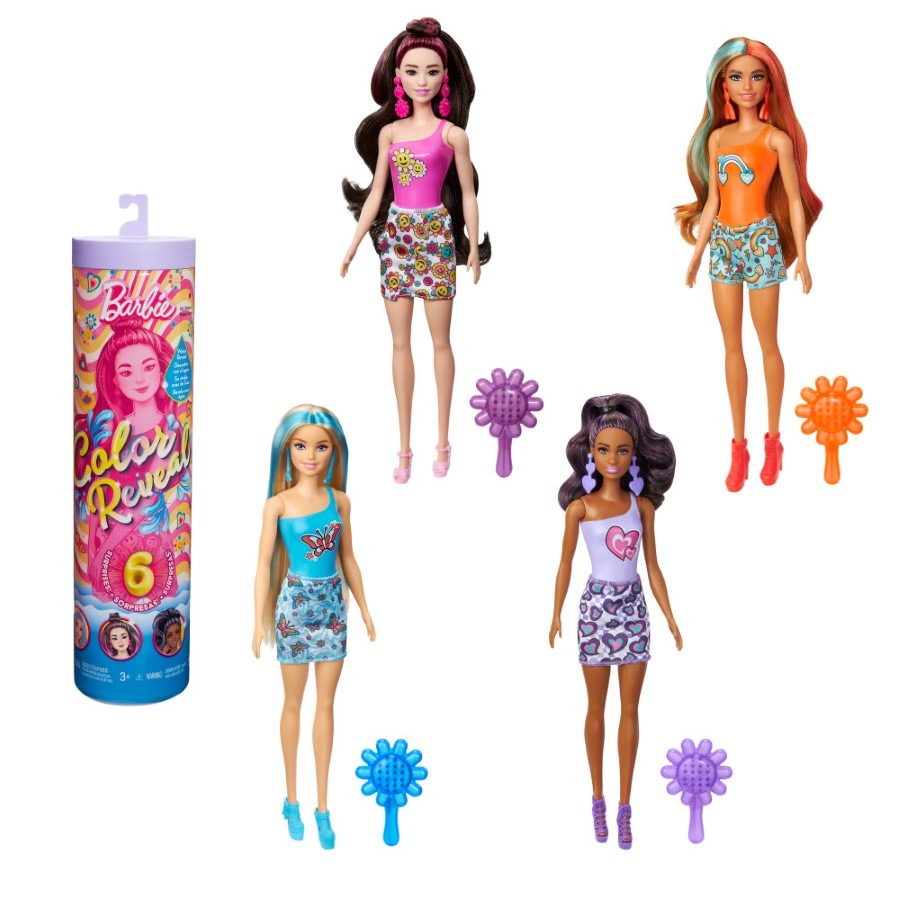 Barbie , Color Reveal, lalka z serii Kolorowe wzory, 1 szt.