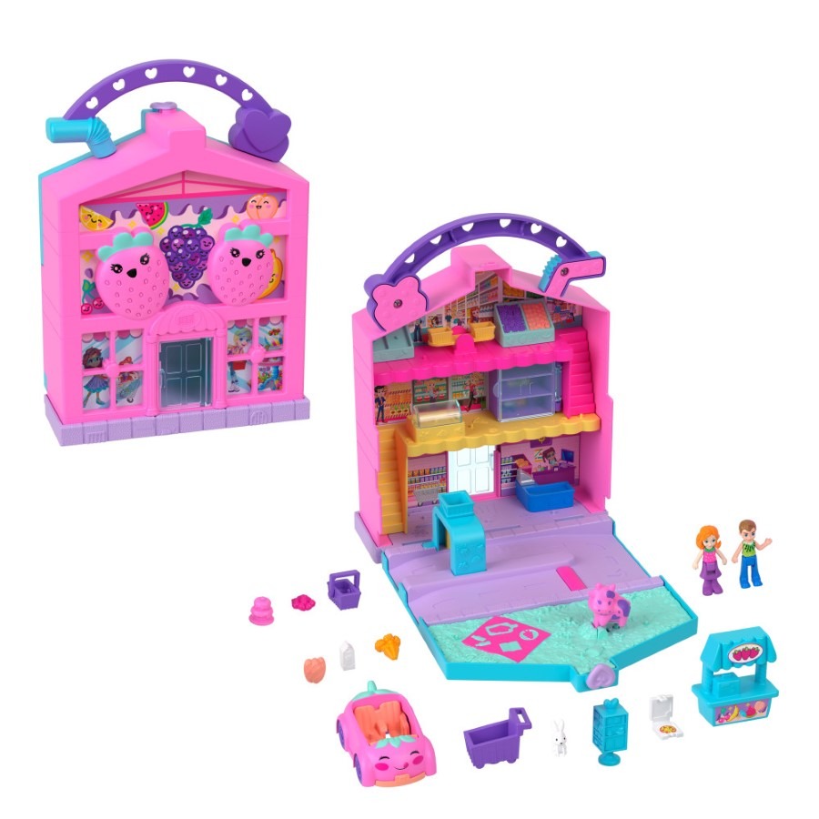 Polly Pocket, Pollyville, Targ Farmerski, zestaw do zabawy z 2 laleczkami i akcesoriami