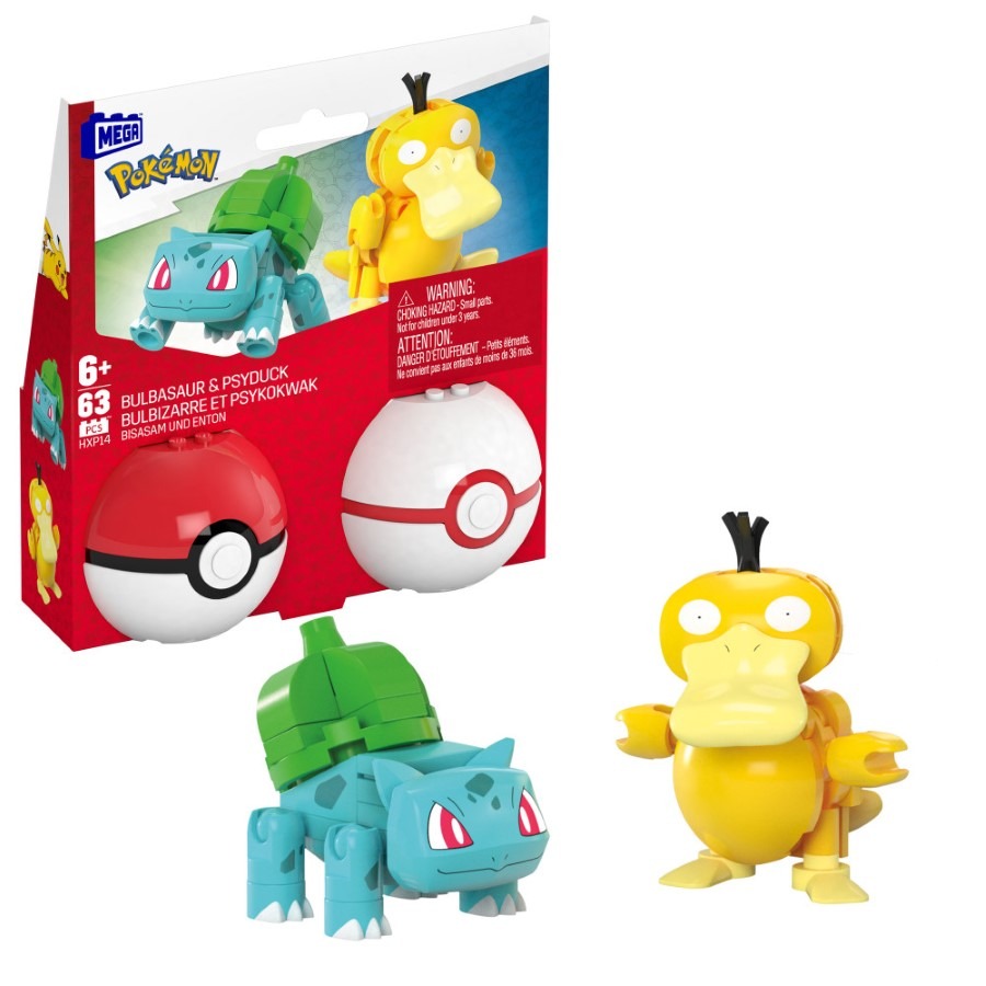 Zdjęcia - Klocki MEGA Pokemon, Pokeball Bulbasaur i Psyduck, 2 figurki, , 63 elementy