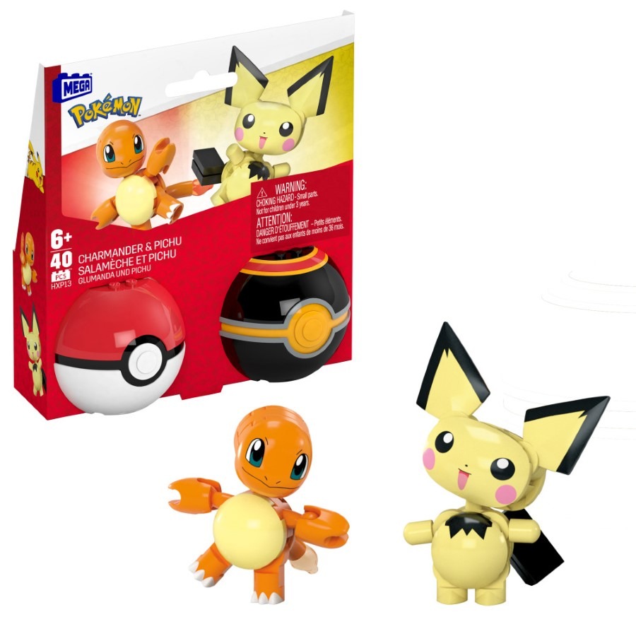 Zdjęcia - Klocki MEGA Pokemon, Pokeball Charmander i Pichu, 2 figurki, , 40 elementów