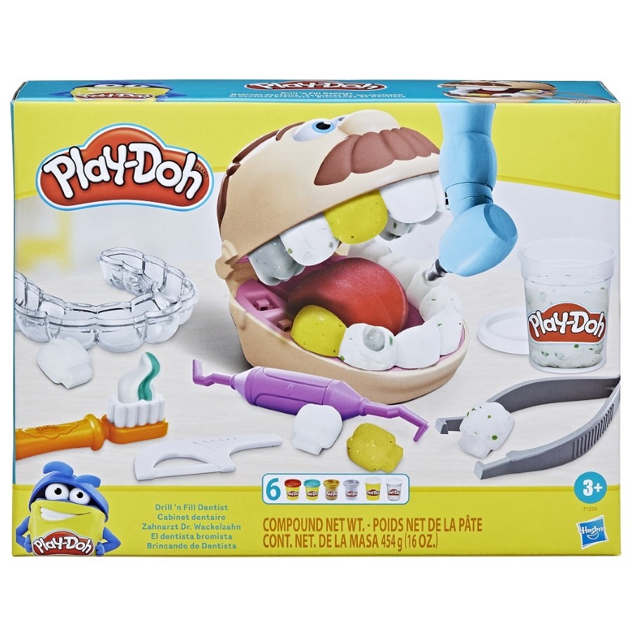 Hasbro Play-Doh, Dentysta, 6 tub, zestaw kreatywny