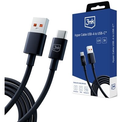 Kabel USB - USB Typ-C 3MK Hyper Cable 1.2 m Czarny