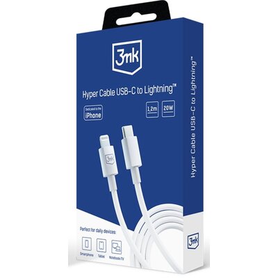 Kabel USB Typ-C - Lightning 3MK Hyper Cable 1.2 m Biały