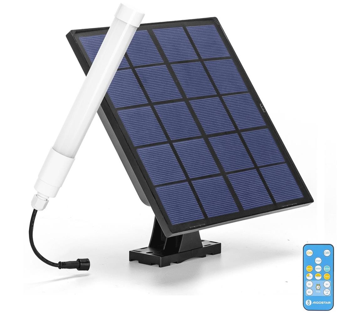 Aigostar - LED Świetlówka z panelem solarnym LED/3,2V 3000K/4000K/6500K IP65 + pilot