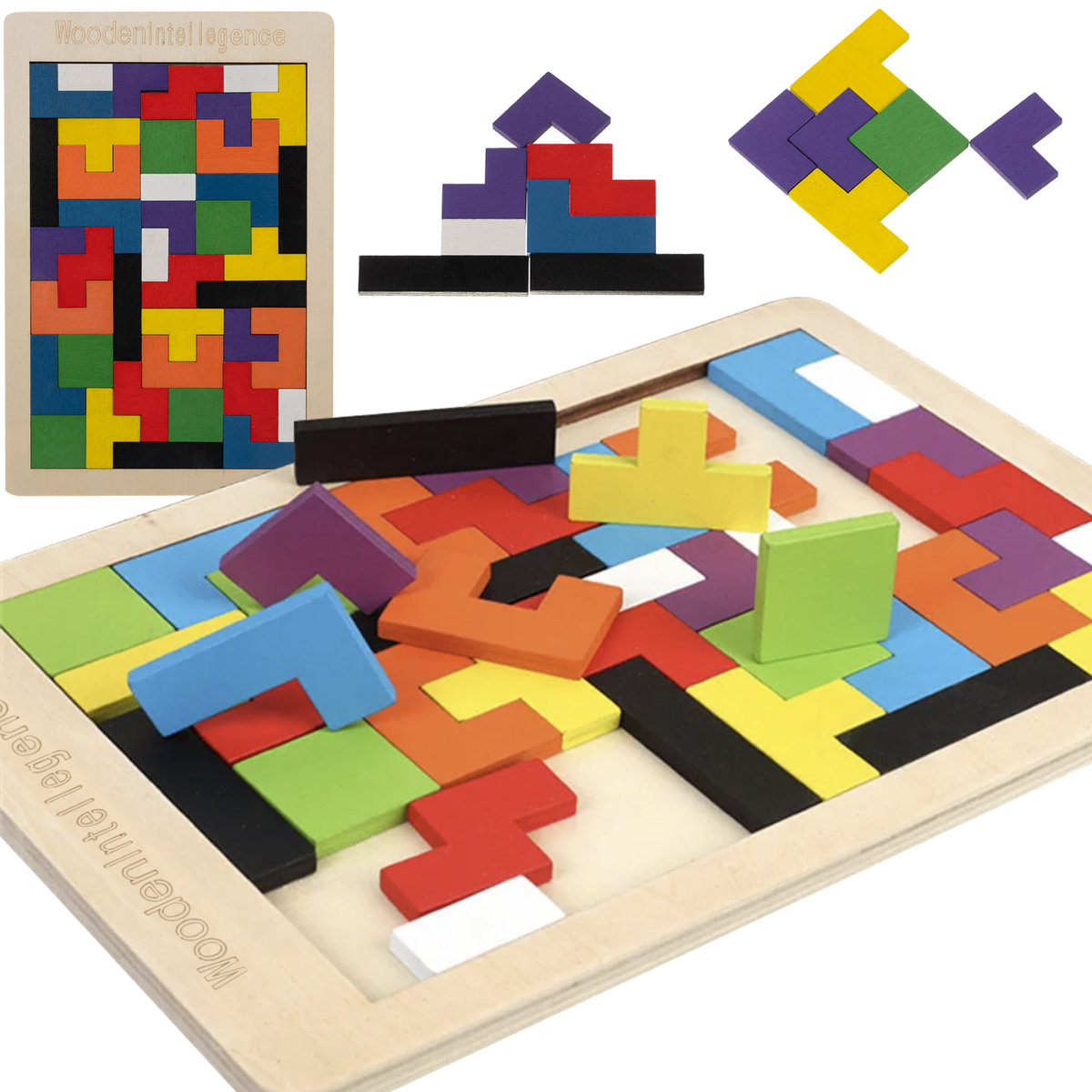 Układanka Puzzle Klocki Drewniane Gra Zabawka Logiczna Edukacyjna 40 el KRUZZEL
