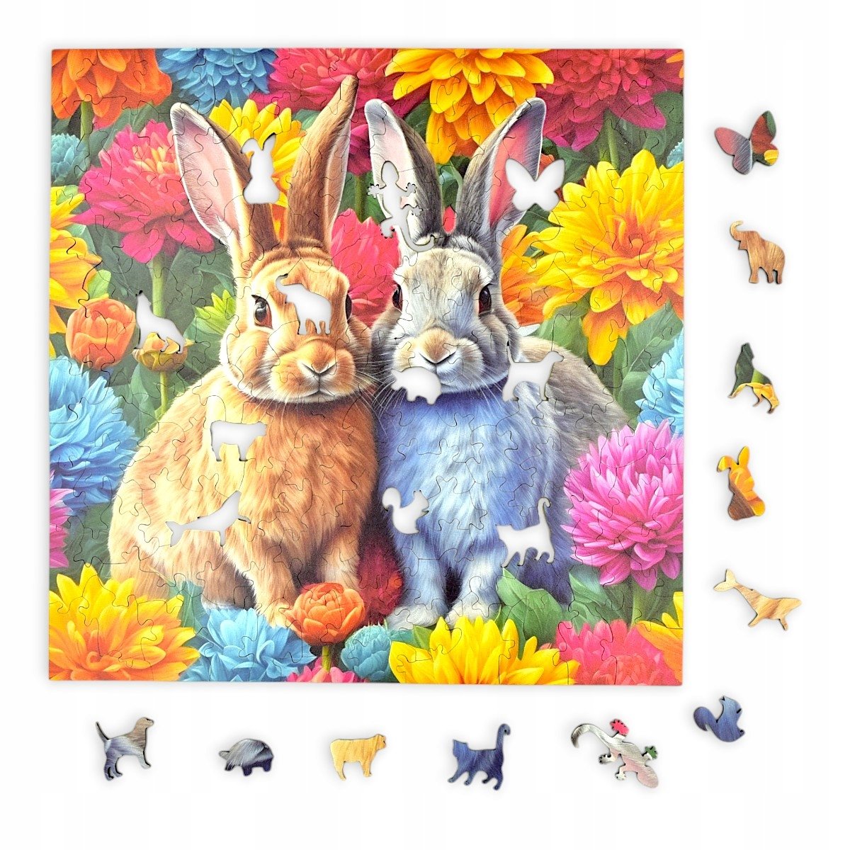 Puzzle Królik Mruu&Pruu 25 x 25 cm 150 elementów Układanka drewniana