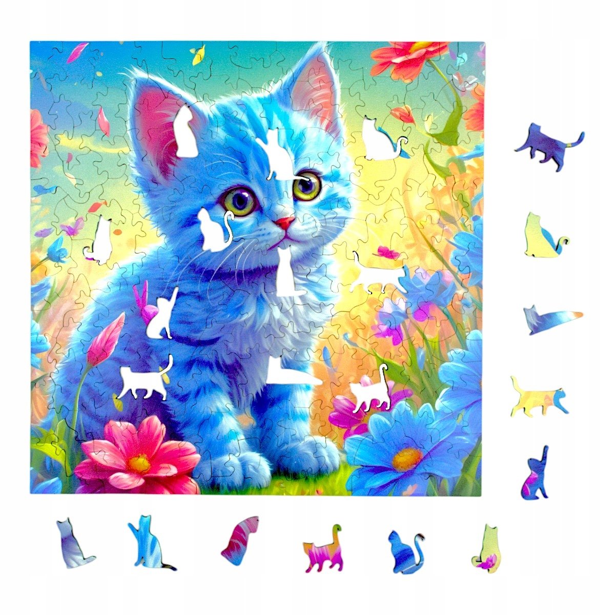 Puzzle Mruu&Pruu 25 x 25 cm KOT 150 elementów Układanka drewniana