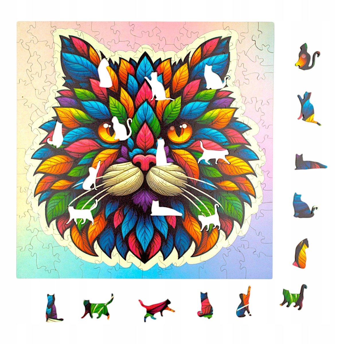 Puzzle Mruu&Pruu 25 x 25 cm KOTEK 150 elementów Układanka drewniana