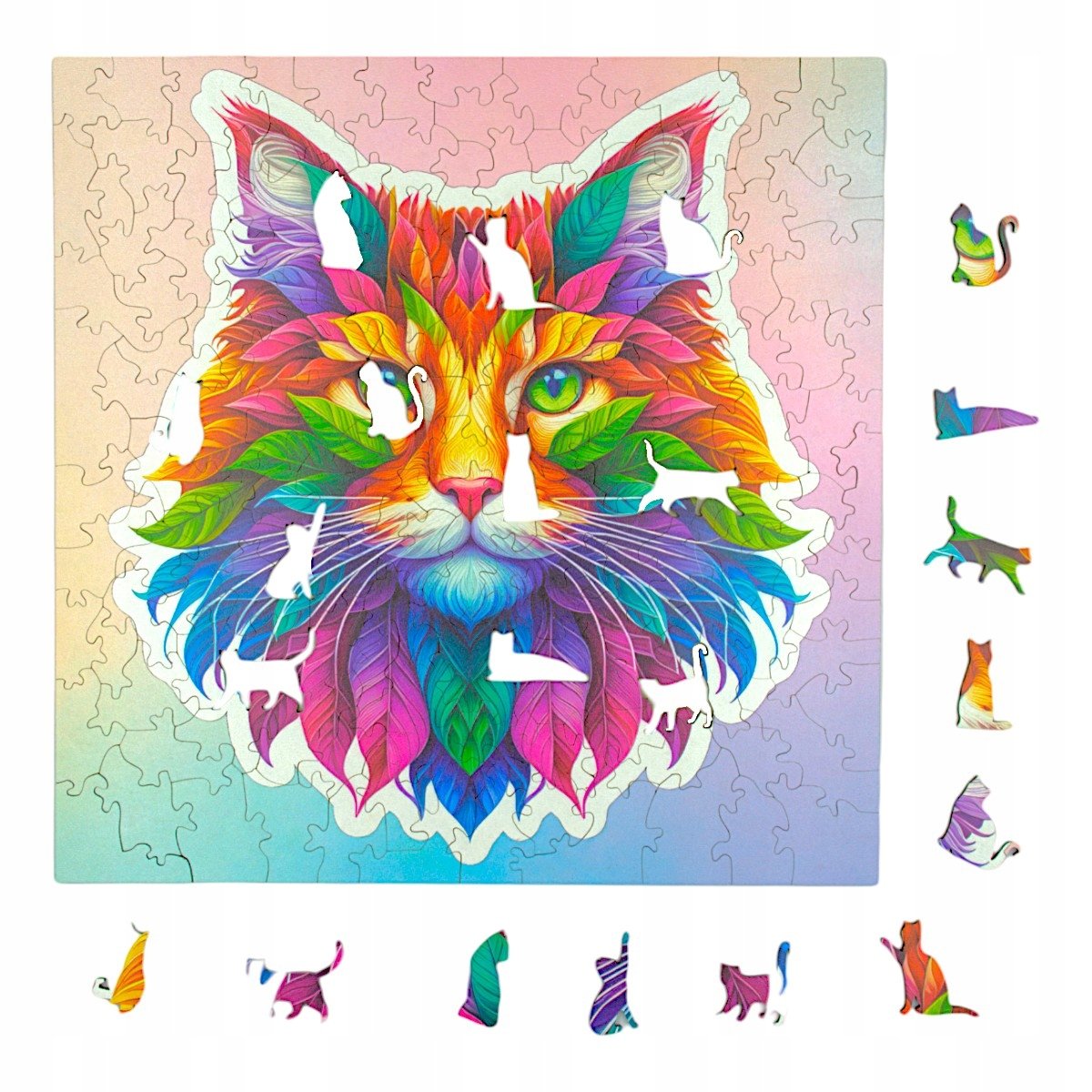 Puzzle Mruu&Pruu 25 x 25 cm KOTEK 150 elementów Układanka drewniana
