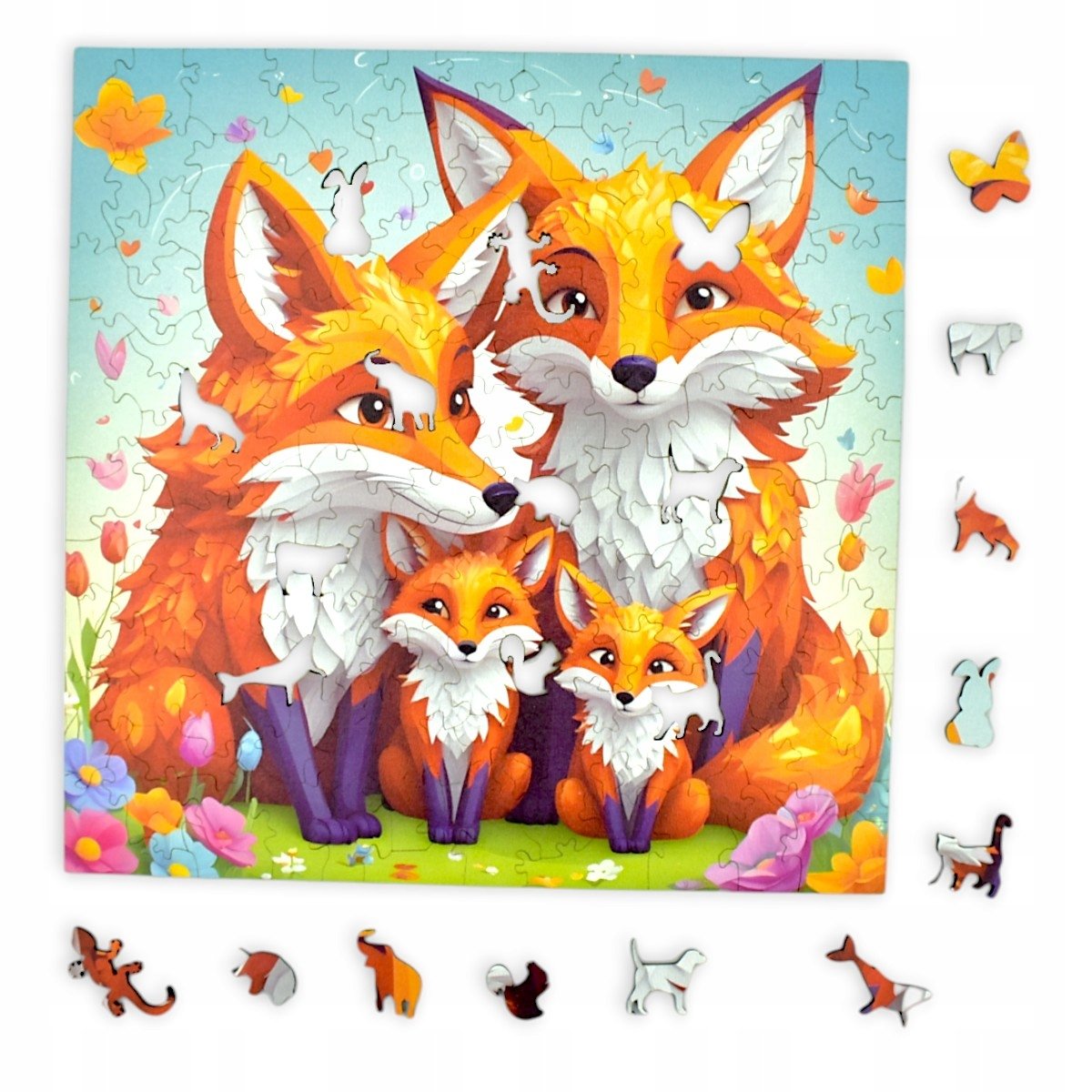 Puzzle Liski Mruu&Pruu 25 x 25 cm 150 elementów Układanka drewniana