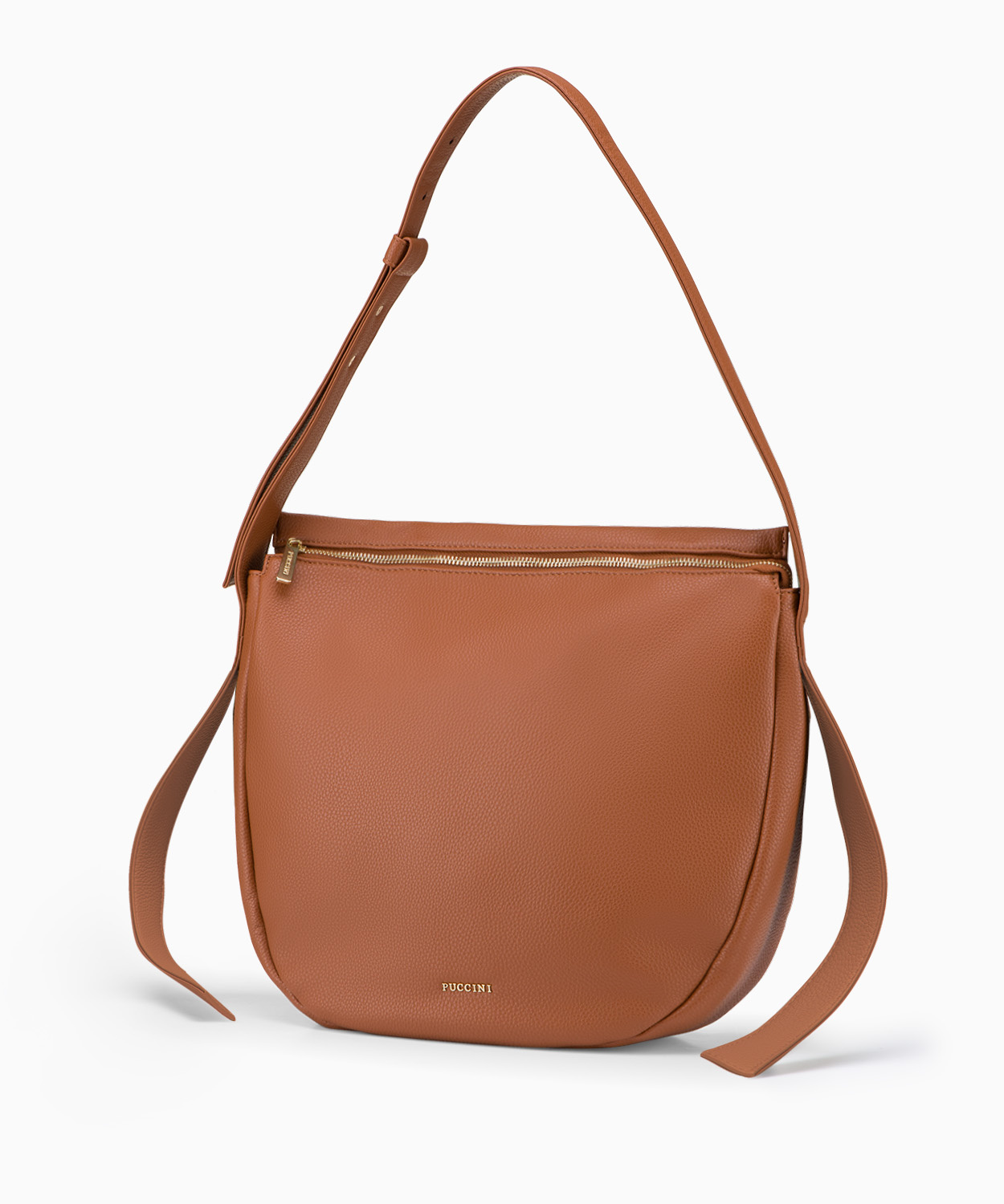 PUCCINI Brązowa torba na ramię z ozdobnymi paskami